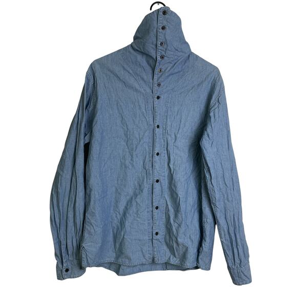 Kapital Denim Shirt Size 3 Blue Button Up Long Sleeve High Neck Cotton Japan